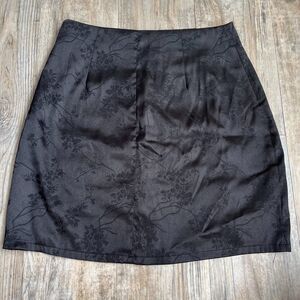 Blue Rain Mini Skirt Satin Floral Buttons Women's S Black Y2K